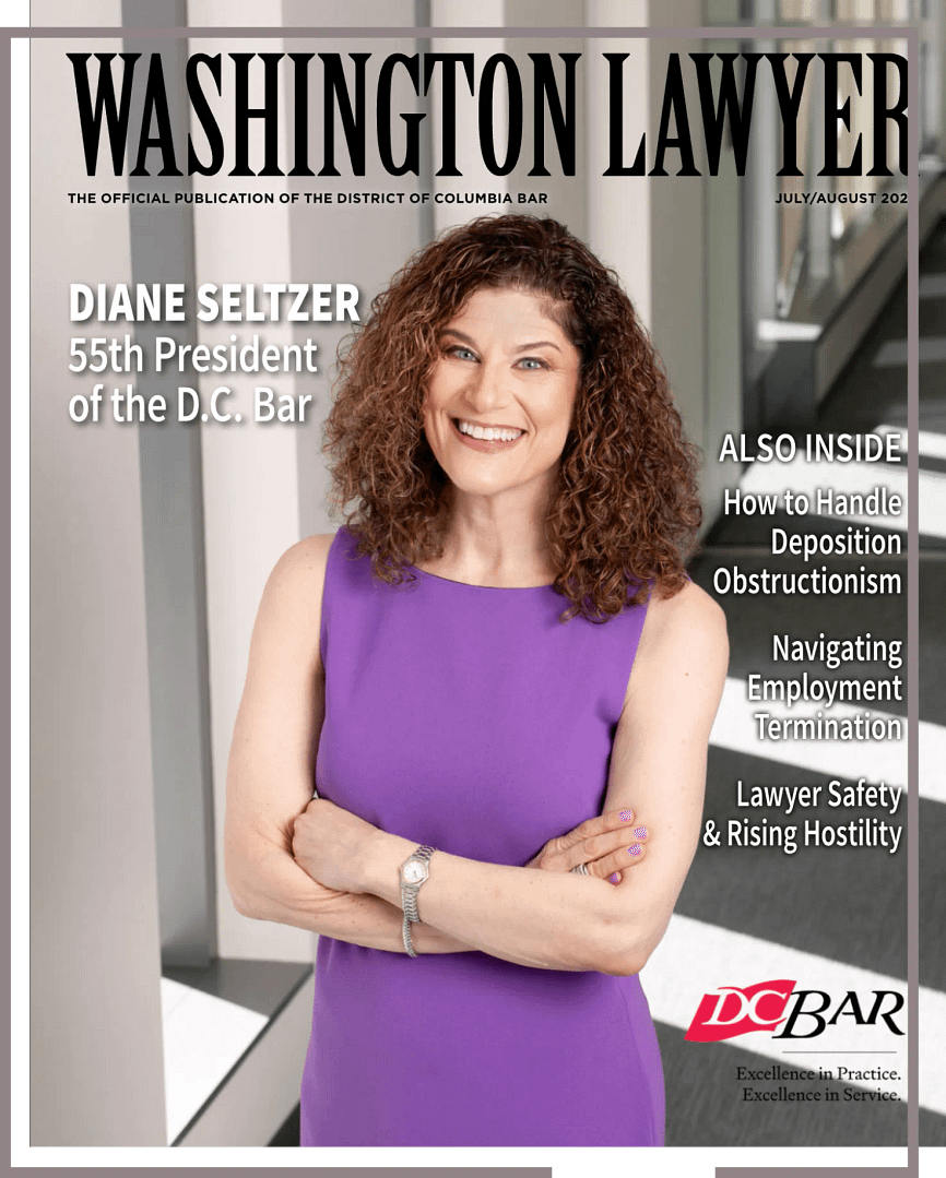 Diane Seltzer on the cover of Washington Lawyer magazine